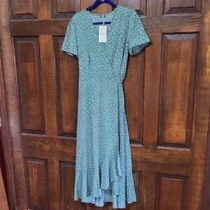 PrettyGarden Floral Green Wrap Dress